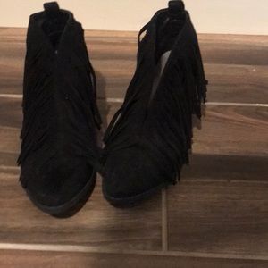 Black Fringe Ankle Boots
